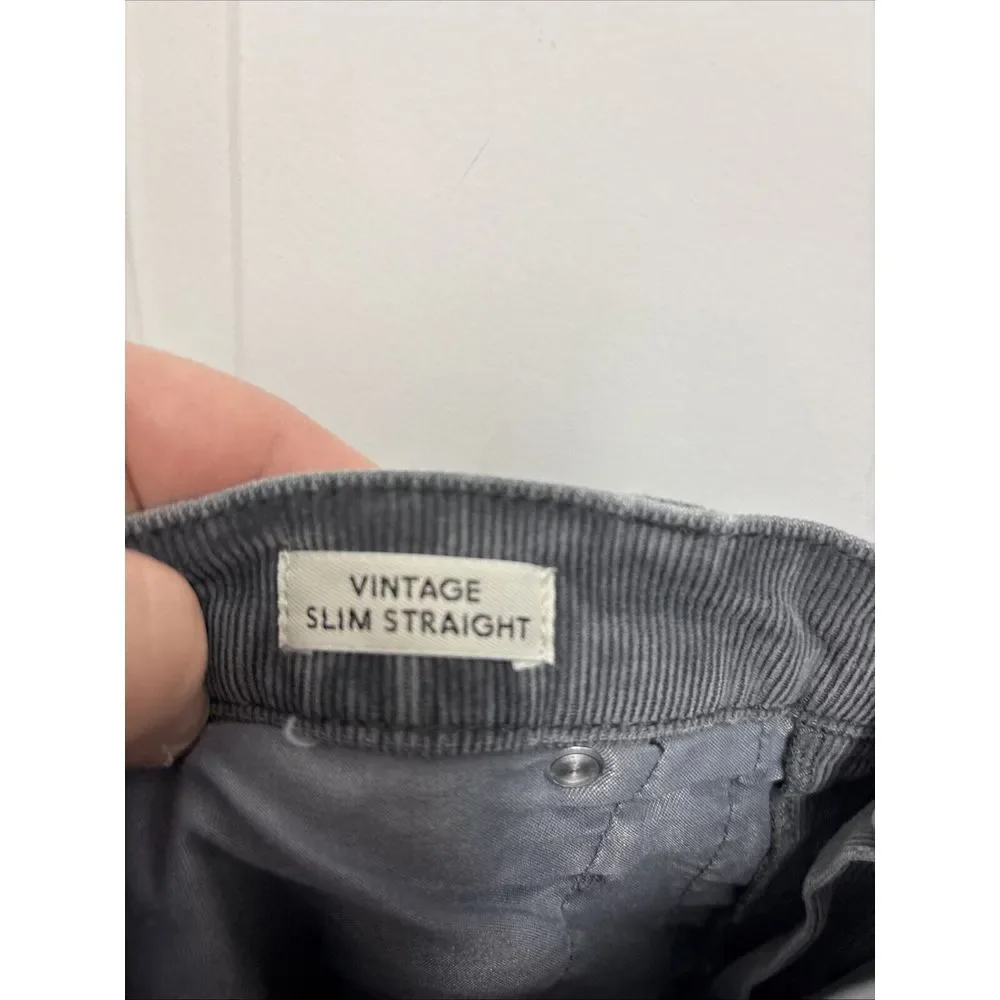 J.Crew Gray‎ Vintage Slim Straight Stretch Velvet Pants - Women's Size 30 Petite